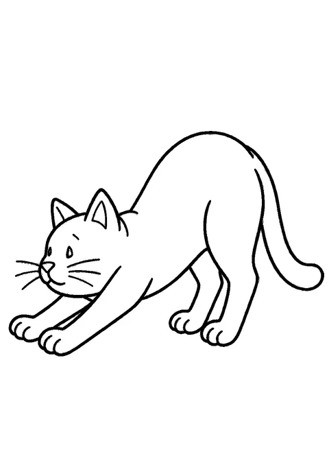 Cat coloring pages — Cat stretching lazily