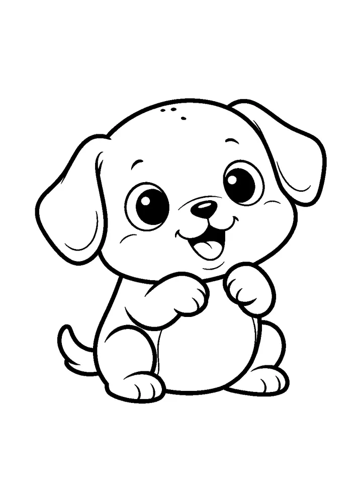 Dog coloring pages — Cute puppy sitting with a head tilt