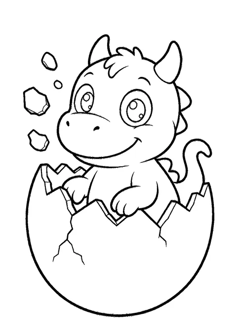 Dragon coloring pages — Dragon hatching from an egg
