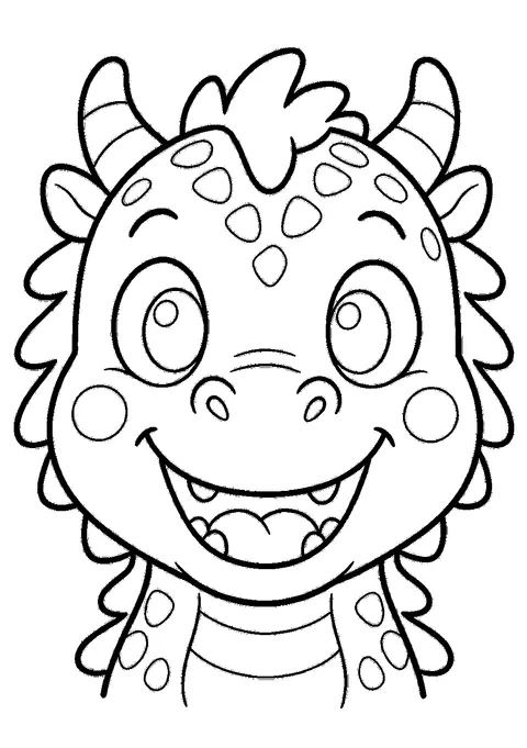 Dragon coloring pages — Dragon face close-up