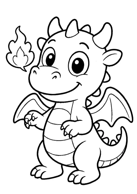 Dragon coloring pages — Dragon breathing fire