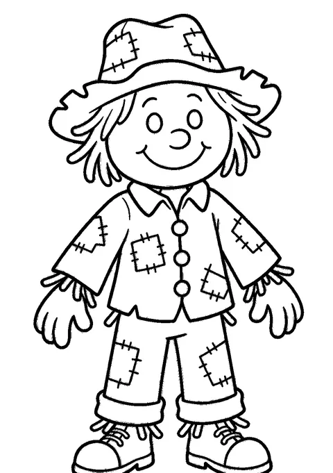 Fall coloring pages — Friendly scarecrow
