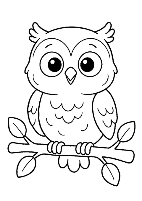 Fall coloring pages — Owl perched on a branch