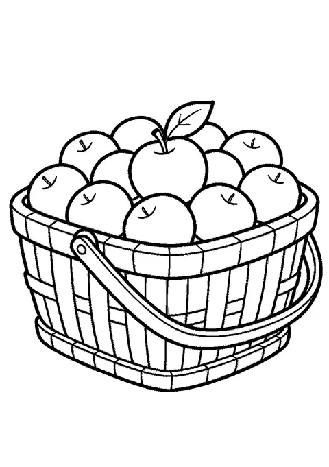 Fall coloring pages — Woven basket of apples