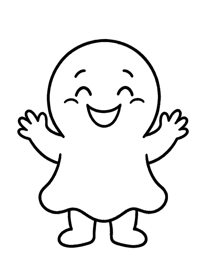 Halloween coloring pages — Friendly ghost waving hello