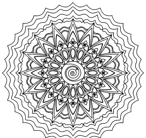 Mandala coloring pages — Sun mandala with wavy rays