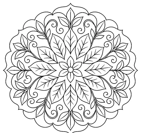 Mandala coloring pages — Leaf and vine mandala