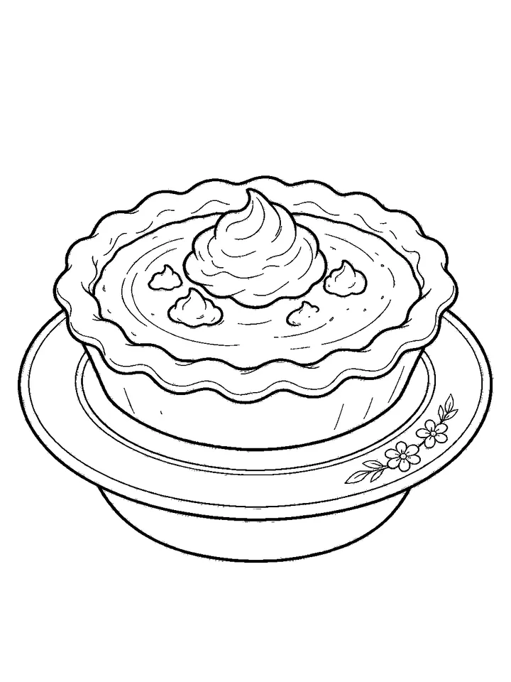 Thanksgiving coloring pages — Pumpkin pie slice with whipped cream