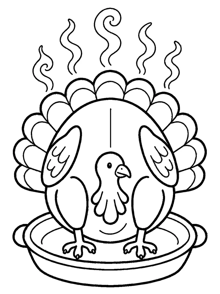 Thanksgiving coloring pages — Roast turkey on a platter