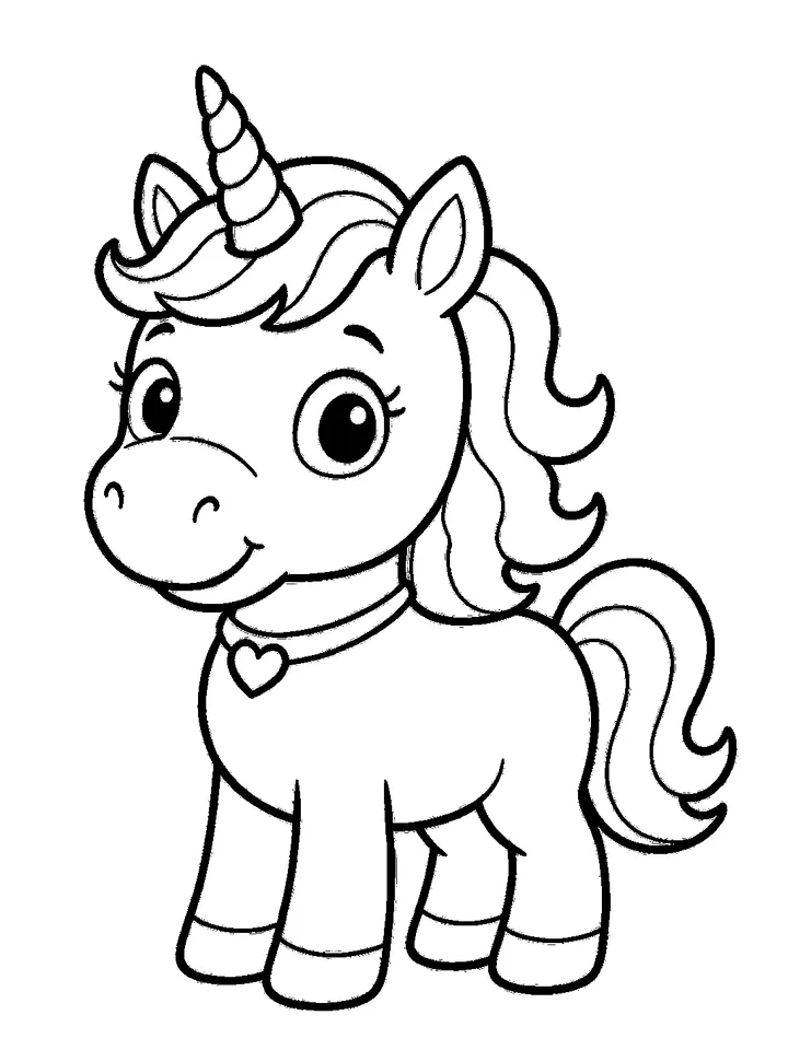 Unicorn coloring pages — Baby unicorn standing